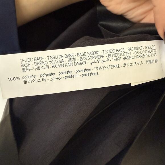 ZARA Ruffled Tiered Faux Leather Babydoll 3/4 Puff Sleeve Top Black Size Medium - Picture 8 of 8